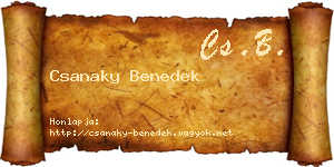 Csanaky Benedek névjegykártya